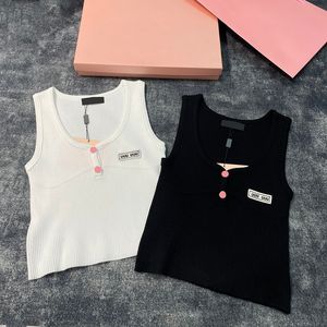Sexy recadrée femmes Singlet gilet blanc noir tricoté hauts élégant luxe concepteur tricots t-shirts haut