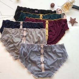 Sexy schattige strik damesondergoed geplooide kanten naadloze onderbroek terug uitgehold slipje comfortabele lingerie laagbouw string