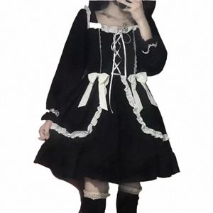 Sexy Mignon Lace Up Noir et Blanc Maid Dr Jeu de rôle Costume Transparent Chiff Cosplay Anime Uniforme Temptati Costume m4Wj #