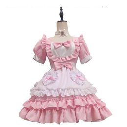 Sexy mignon rose robe de femme de chambre japonaise douce femme robe Lolita jeu de rôle venez Halloween fête Cosplay Anime femme de chambre uniforme costume L220713163