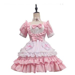 Sexy mignon rose robe de femme de chambre japonais doux femme Lolita robe jeu de rôle venir Halloween fête Cosplay Anime Maid uniforme costume L220714