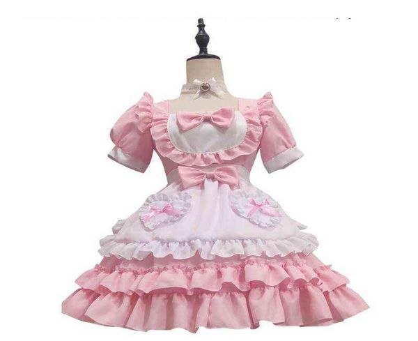 Sexy mignon rose robe de femme de chambre japonaise douce femme robe Lolita jeu de rôle venez Halloween fête Cosplay Anime femme de chambre uniforme costume L220714514189