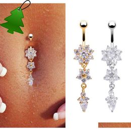 Boutons de nombril pendants sexy bouton Piercing cz cristal fleur bijoux nombril perçage drop mya30