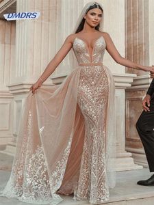 Robe de mariée sans bretelles sexy en V de profondeur