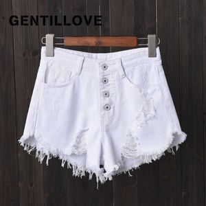Sexy Denim Shorts Hoge Taille Holle Tassel Jean Shorts Vintage Oversized Harajuku Short Jeans Casual Button Fly Shorts 210611