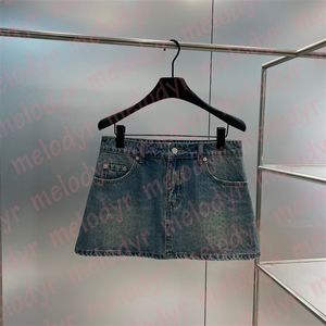 Jupes en jean Sexy brillant strass robe courte lettre imprimer créateur de mode robe en jean été Mini jupes pour les femmes