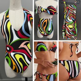 Diseñadora sexy Women Bikini Lady Stripe estampado de trajes de baño