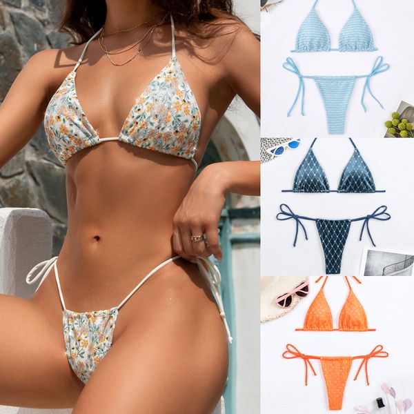 Sexy Designer Femmes Bikini Set Hot Diamond Floral Print Swimswwear Clothing Fashion Youth Girls Low Wistr