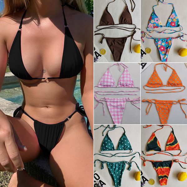 Sexy Diseñadora Mujeres Bikini Set Triángulo Hot Femenino Trazada de baño Capricon