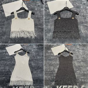 Robe sexy pour femmes, gilet tricoté à franges, débardeur sans manches de styliste, robe dos nu à la mode