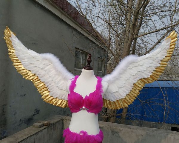 Ailes de fée sexy barre d'affichage de photographie décorations de mariage accessoires de cosplay créatifs ailes de plumes blanches + or EMS livraison gratuite