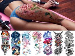 sexy nep tattoo voor vrouw waterdichte tijdelijke tattoos grote been dij body tattoo stickers pioen lotus bloemen vis draak Y11256284937