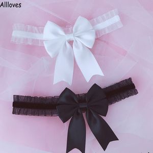 Sexy mode lingerie bruiloft jarry riem bruid cosplay feest vrouwen accessoires bowknot kanten elastische been ring bruids been kousenbanden wit zwart cl1663