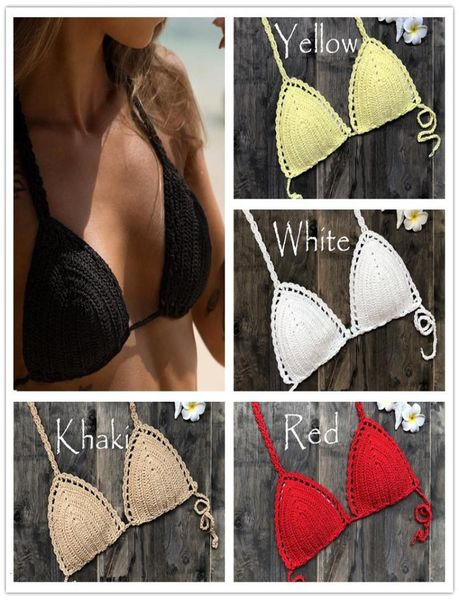 Bikini de playa hueco de algodón puro tejido a mano nuevo Ins de moda sexy traje de baño dividido 3013710