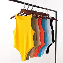 Sexy mode sport jumper lichaam pak vrouwen casual slanke y2k strand jumpsuit bodysuit stevige kleur kleding catsuit top 240424