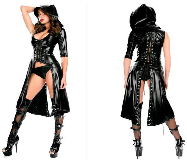 Sexy faux cuir costume sexe esclave bondage de retenue vêtements de conduite fétiche