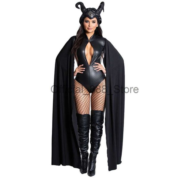 Sexy Femme Sorcière Diable Vampire Cosplay Uniformes Noir Body Halloween Costumes pour Femmes x0809