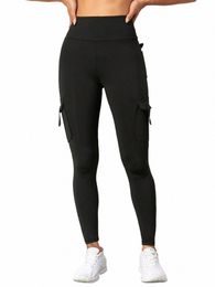 Sexy Fi Slim Fit Solide Large Ceinture Courir Exercice Yoga Stretch Poches Tinker Cargo Leggings G7TB #