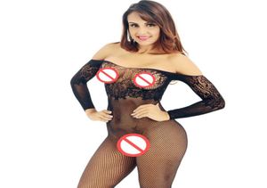 Sexy visnet ondergoed bodysuit dameslingerie open kruis netto intimates onesie erotische kleding nachtkleding naadloze pyjama bodysoc8968667