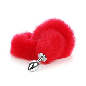 Sexy Flaming Red Fox Tail Anal Sex Toys con tapón de metal liso desmontable para el ano fetiche Estimular productos eróticos para adultos