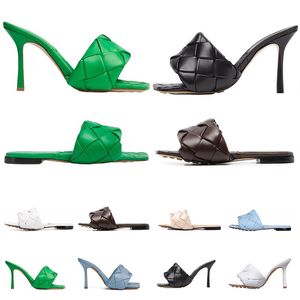 Sexy Platte Slippers Lido Sandalen Hoge Kwaliteit Dames Designer Sandaal Slippers Vierkante Muiltjes Dames Bruiloft Hoge Hakken Schoenen Geklede Schoenen Zwart Wit Blauw Groen