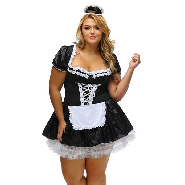 Sexy French Maid Costume Halloween Cosplay Costume Carnaval Thème COS Uniforme Plus Super Taille 4XL 6XL Classique French Maid Fancy Dr200q