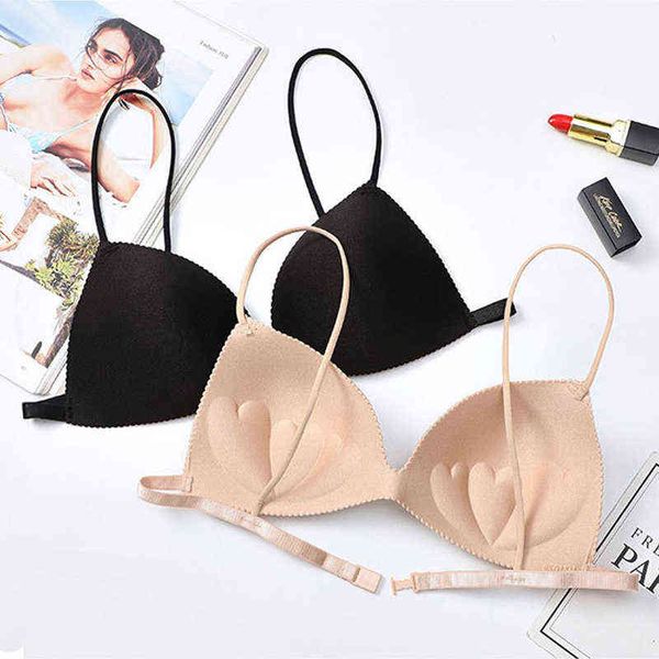 Sexy French Triangle Cup Bra Mujeres Push Up Copas Thin Band Brasserie Seamless Bras Ropa interior Cómoda Mujer Lencería Bralette L220726