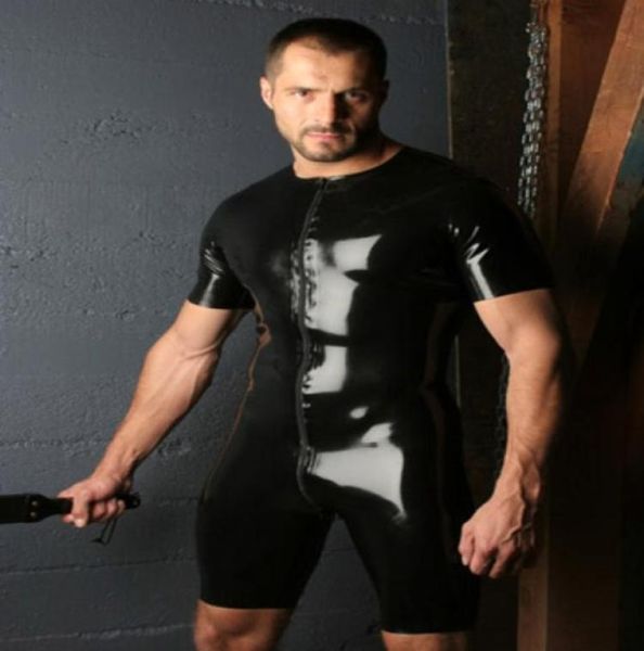 Sexy GAY Men039s Bondage Fetiche Negro Estiramiento PVC Look Látex Spandex Mono L9247810164