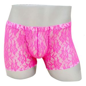 Sexy Homo Heren Lingerie Sheer Lace Boxershorts Rose Bloemen Ondergoed Onderbroek Voor Mannen S Slipje Met Ardennen Pouch Jockstrap