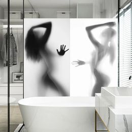 Sexy meisje privacy ramen film decoratieve glazen raamstickers geen lijm statisch klampen frosted raam vasthouden voor badkamer glas 240329