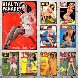 Sexy Girls Metal Tin Sign Print Plaques Posters Bikini Beauty Tin Sign Plaques Man Cave Decor Pub Bar Sign Fashion Art Metal Pin Up Pictures Home Decor Taille 30X20CM w01