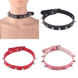 Sexy gotische roze spiked punk choker kraag met spikes klinknagels vrouwen mannen bezaaid chocker ketting goth sieraden