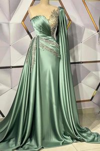 Robe de bal trapèze verte, Sexy, sans bretelles, manches cape, style sirène, sur mesure, tenue de soirée formelle pour femmes, BC12337, 2022