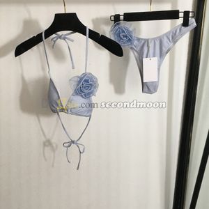 Sexy Halter Bikini Juego de mujeres Decoración de flores de las mujeres Traje de baño de lujo de secado rápido de secado