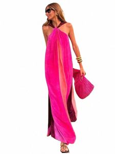 Sexy Halter Encolure Maxi Dres Femmes V Cou Backl Longueur De Plancher Robes Slim 2023 Été Femme Vacati Beach Robes f9Nr #