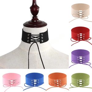 Sexy Harajuku Lace Up Sieraden Fluwelen Leer Multicolor Vintage Gothic Choker Jurk Ketting Voor Vrouwen Meisjes Sieraden