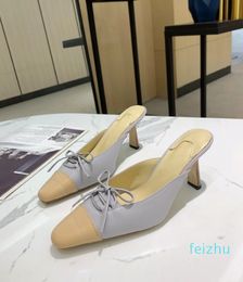 Pantoufles Sexy à talons hauts importées en peau de mouton, chaussures habillées à bout pointu pour femmes, qualité supérieure