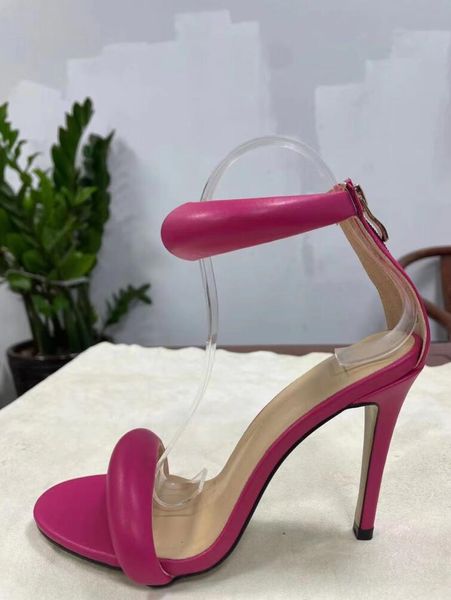 Sandalias sexys de tacón alto con correa en el tobillo para mujer, zapatos de fiesta, sandalias de gladiador con punta abierta, zapatos de color rosa, azul claro