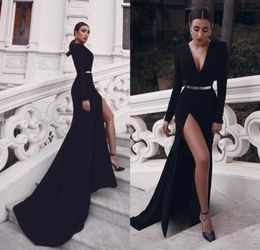 Robes de soirée noires de cuisse de cuisse noire sexy
