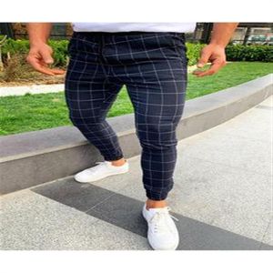 Sexy High Wasit Spring Summer Fashion Pocket Heren Slim Fit Plaid rechte been broek Casual Pencil Jogger Casual Pants162r