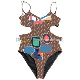 Sexy Hollow Bathing Suit Women Backlewear Letter Letter Letters de traje de baño impreso