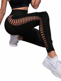 Leggings sexy creux noir couture femmes Leggings ajustés pantalons de Yoga de gymnastique taille haute pantalons de Yoga sport vêtements féminins C131 #