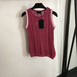 Sexy Holle Borduren Gebreid Vest Damesmode Slanke Trui Tops Mouwloos Sportvest Sexy Kleding