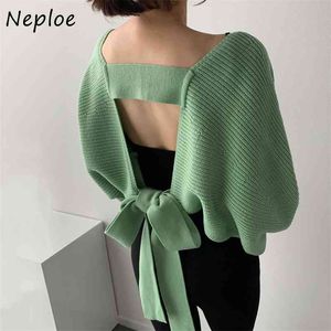 Sexy Holle Trekkoord Knit Sweater Losse Batwing Mouw Vest Cardigan Chic Herfst Elegante Solid Color Jas Dames 210422