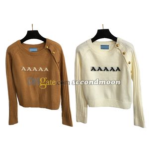 Sexy creux épaule tricots femmes lettres Jacquard tricots col rond tricots haut hiver chemise de fond