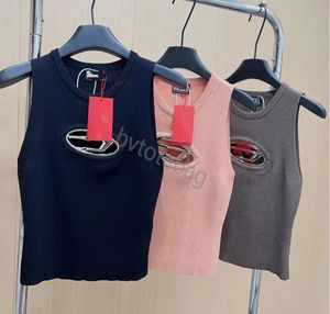 Sexy Holle T-shirt Vrouwen Gebreide T-shirts Tank Zomer Mouwloze Shirts Tops Trui Designer Meisjes Strand Shirt Vesten Tee S-L