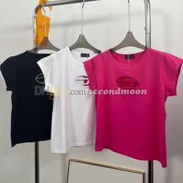 Sexy holle T-shirts dames slim fit shirt met korte mouwen gebreid topontwerper zomer ademende tees