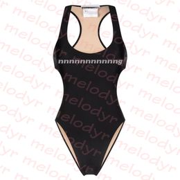 Sexy creux maillots de bain été une pièce Bikini diamant lettre imprimé femmes maillot de bain