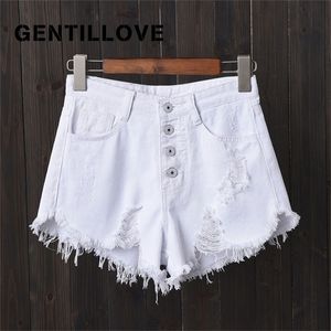 Sexy Hot Denim Shorts High Taille Hollow Out Tassel Jean Shorts Vintage Oversized Harajuku Short Jeans Casual Button Fly Shorts 210306