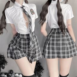 Sexy japonais cosplay costume costume femme lingerie role jeu school girl pliped jupe uniforme sex cosits femme sous-vêtements érotiques 240401